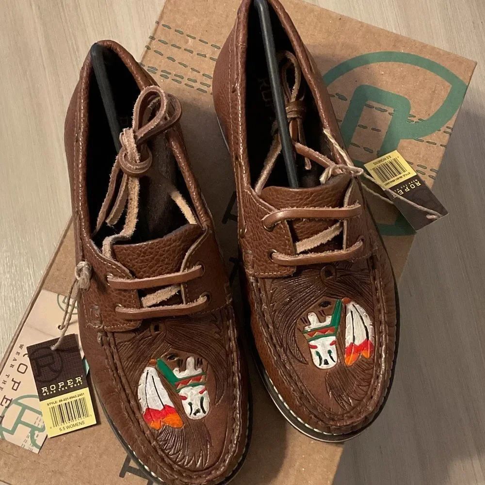 Roper Women's Brown Embroidered Loafers